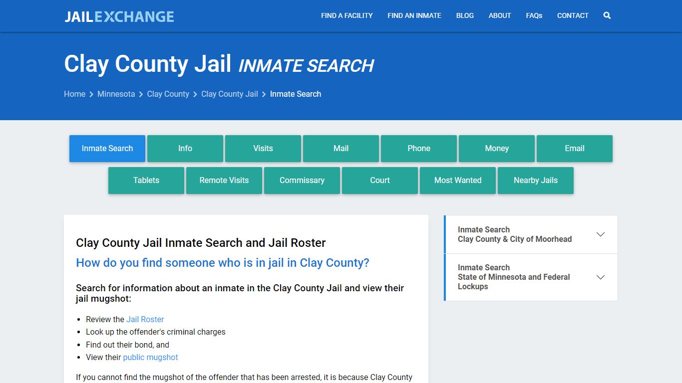 Inmate Search: Roster & Mugshots - Clay County Jail, MN