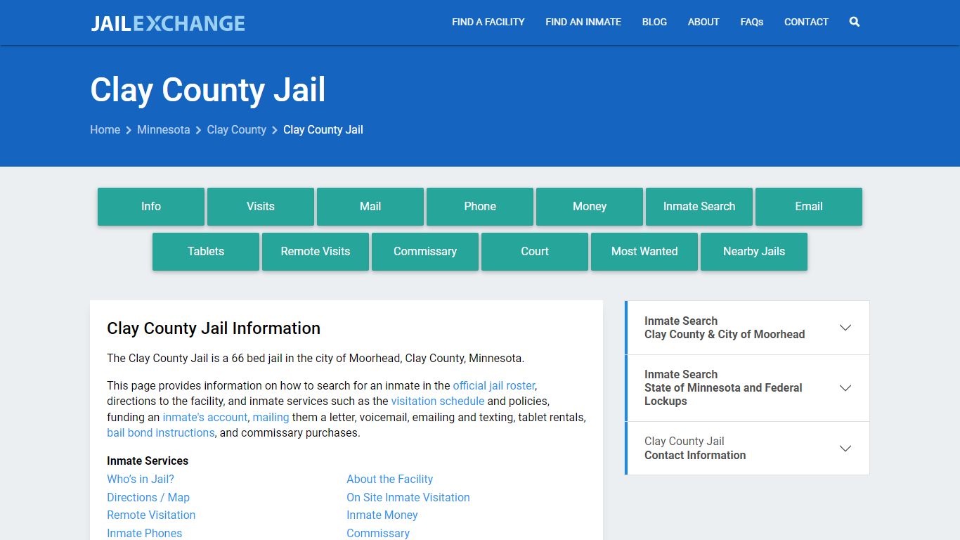 Clay County Jail, MN Inmate Search, Information